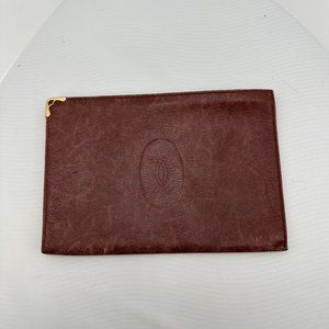 Vintage Cartier Zipper Pouch Wallet Burgundy Red Leather